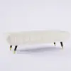 Enoak Modern White Bedroom Bench Velvet Upholstery Wooden Legs