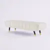 Enoak Modern White Bedroom Bench Velvet Upholstery Wooden Legs
