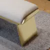 Upart Beige Modern Stainless Steel Bench Leath-Aire Upholstered Bedroom Long Bench – 100cm