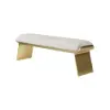 Upart Beige Modern Stainless Steel Bench Leath-Aire Upholstered Bedroom Long Bench – 100cm