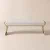 Upart Beige Modern Stainless Steel Bench Leath-Aire Upholstered Bedroom Long Bench – 100cm
