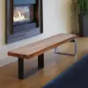 Rustic Natural Wood Bench Hallway Bench with Metal Legs