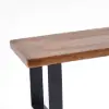 Rustic Natural Wood Bench Hallway Bench with Metal Legs