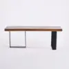 Rustic Natural Wood Bench Hallway Bench with Metal Legs