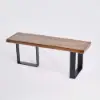 Rustic Natural Wood Bench Hallway Bench with Metal Legs