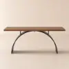 Industrial 180 cm Rectangular Walnut Wood Desk with Metal Base