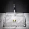Modern Glass Rectangle Transparent Bathroom Countertop Basin Clear Wash Basin with Drain
