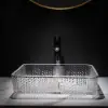 Modern Glass Rectangle Transparent Bathroom Countertop Basin Clear Wash Basin with Drain