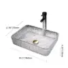 Modern Glass Rectangle Transparent Bathroom Countertop Basin Clear Wash Basin with Drain
