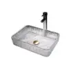 Modern Glass Rectangle Transparent Bathroom Countertop Basin Clear Wash Basin with Drain