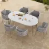 7 Pieces 1800mm Outdoor Sintered Stone Top Dining Table Set with Rope Woven Armchairs