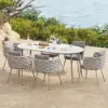7 Pieces 1800mm Outdoor Sintered Stone Top Dining Table Set with Rope Woven Armchairs