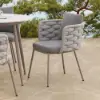 7 Pieces 1800mm Outdoor Sintered Stone Top Dining Table Set with Rope Woven Armchairs