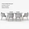 7 Pieces 1800mm Outdoor Sintered Stone Top Dining Table Set with Rope Woven Armchairs