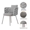 7 Pieces 1800mm Outdoor Sintered Stone Top Dining Table Set with Rope Woven Armchairs