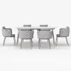 7 Pieces 1800mm Outdoor Sintered Stone Top Dining Table Set with Rope Woven Armchairs