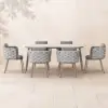 7 Pieces 1800mm Outdoor Sintered Stone Top Dining Table Set with Rope Woven Armchairs