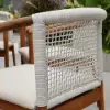 7 Pieces Teak Outdoor Dining Set Wood Round Dining Table with 6 Chairs in Natural