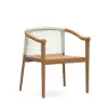 7 Pieces Teak Outdoor Dining Set Wood Round Dining Table with 6 Chairs in Natural