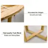 7 Pieces Teak Outdoor Dining Set Wood Round Dining Table with 6 Chairs in Natural