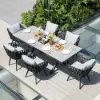 7-Piece Outdoor Extendable Dining Set with 6 Rope Weave Chairs (163 cm - 214 cm) in Grey