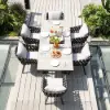 7-Piece Outdoor Extendable Dining Set with 6 Rope Weave Chairs (163 cm - 214 cm) in Grey