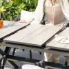 7-Piece Outdoor Extendable Dining Set with 6 Rope Weave Chairs (163 cm - 214 cm) in Grey