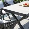 7-Piece Outdoor Extendable Dining Set with 6 Rope Weave Chairs (163 cm - 214 cm) in Grey