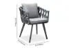 7-Piece Outdoor Extendable Dining Set with 6 Rope Weave Chairs (163 cm - 214 cm) in Grey