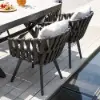 7-Piece Outdoor Extendable Dining Set with 6 Rope Weave Chairs (163 cm - 214 cm) in Grey