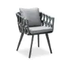 7-Piece Outdoor Extendable Dining Set with 6 Rope Weave Chairs (163 cm - 214 cm) in Grey