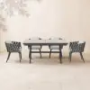 7-Piece Outdoor Extendable Dining Set with 6 Rope Weave Chairs (163 cm - 214 cm) in Grey