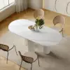 Picture of 1400mm Modern Oval Stone Top Dining Table 3 Legs in White