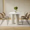 Picture of 1400mm Modern Oval Stone Top Dining Table 3 Legs in White