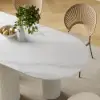 Picture of 1400mm Modern Oval Stone Top Dining Table 3 Legs in White