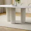 Picture of 1400mm Modern Oval Stone Top Dining Table 3 Legs in White