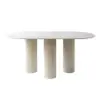 Picture of 1400mm Modern Oval Stone Top Dining Table 3 Legs in White
