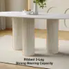 Picture of 1400mm Modern Oval Stone Top Dining Table 3 Legs in White