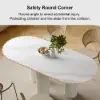 Picture of 1400mm Modern Oval Stone Top Dining Table 3 Legs in White