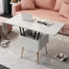 Modern 55 - 110 cm White Lift-Top Extendable Coffee Table with Storage