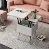 Modern 55 - 110 cm White Lift-Top Extendable Coffee Table with Storage