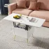 Modern 55 - 110 cm White Lift-Top Extendable Coffee Table with Storage