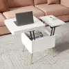 Modern 55 - 110 cm White Lift-Top Extendable Coffee Table with Storage