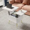 Modern 55 - 110 cm White Lift-Top Extendable Coffee Table with Storage