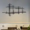 Picture of 1000mmW Minimalist Black Metal Wall Decor with Vertical Lines for Living Room,Office