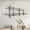 Picture of 1000mmW Minimalist Black Metal Wall Decor with Vertical Lines for Living Room,Office