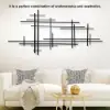 Picture of 1000mmW Minimalist Black Metal Wall Decor with Vertical Lines for Living Room,Office