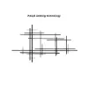 Picture of 1000mmW Minimalist Black Metal Wall Decor with Vertical Lines for Living Room,Office