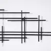 Picture of 1000mmW Minimalist Black Metal Wall Decor with Vertical Lines for Living Room,Office