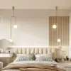 Modern Pendant Light Glass Globe 2-Light U-Shaped in Gold for Living Room and Bedroom